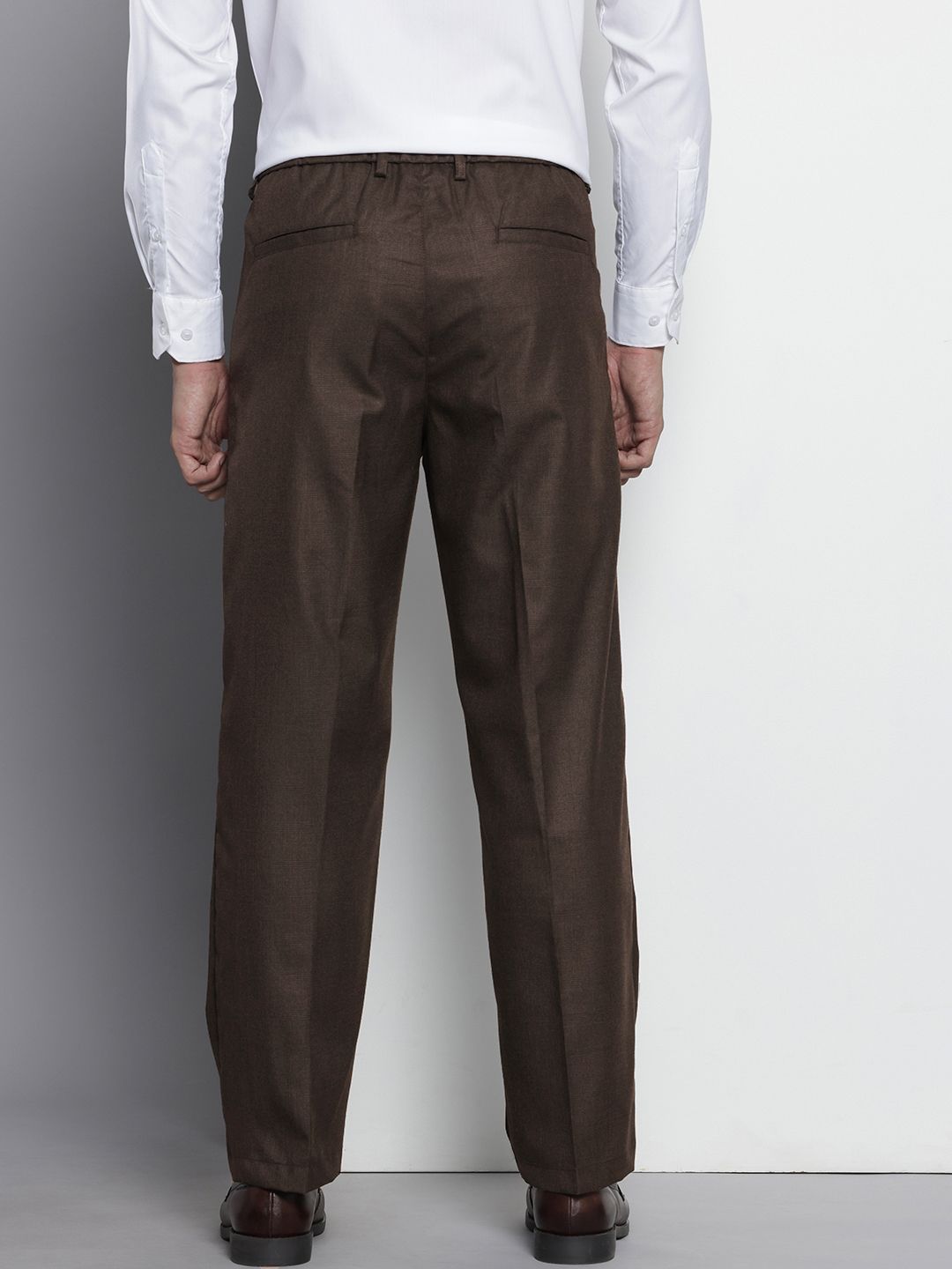 Men's Brown Relaxed Fit Formal Trousers