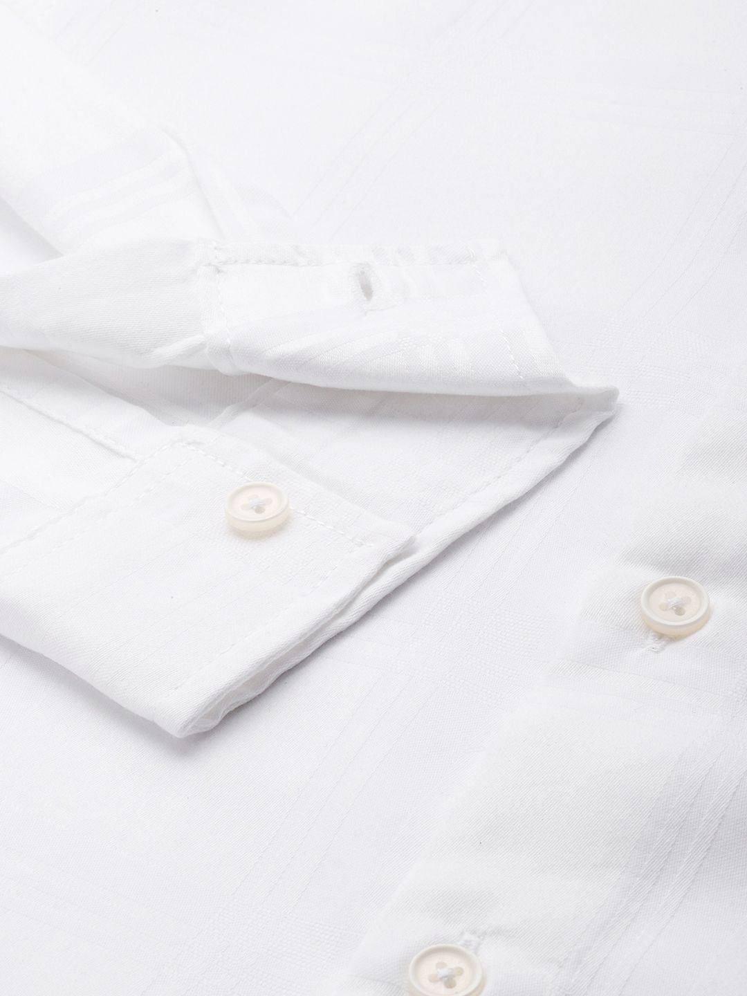 Men's White Slim Fit Textured Party Wear Shirt