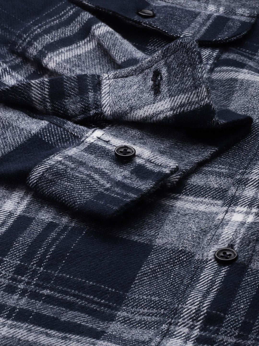 Men's Blue Slim Fit Checked Casual Shirt