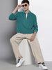 Men's Green Relaxed Fit Textured Street Sweatshirt