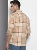 Men's Beige Slim Fit Checked Casual Shirt