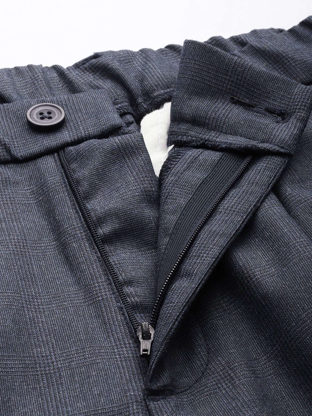 Men's Navy Blue Relaxed Fit Formal Trousers