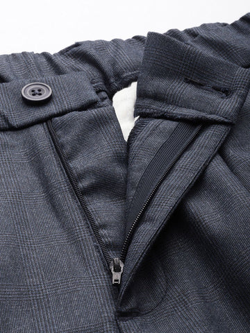 Men's Navy Blue Relaxed Fit Formal Trousers