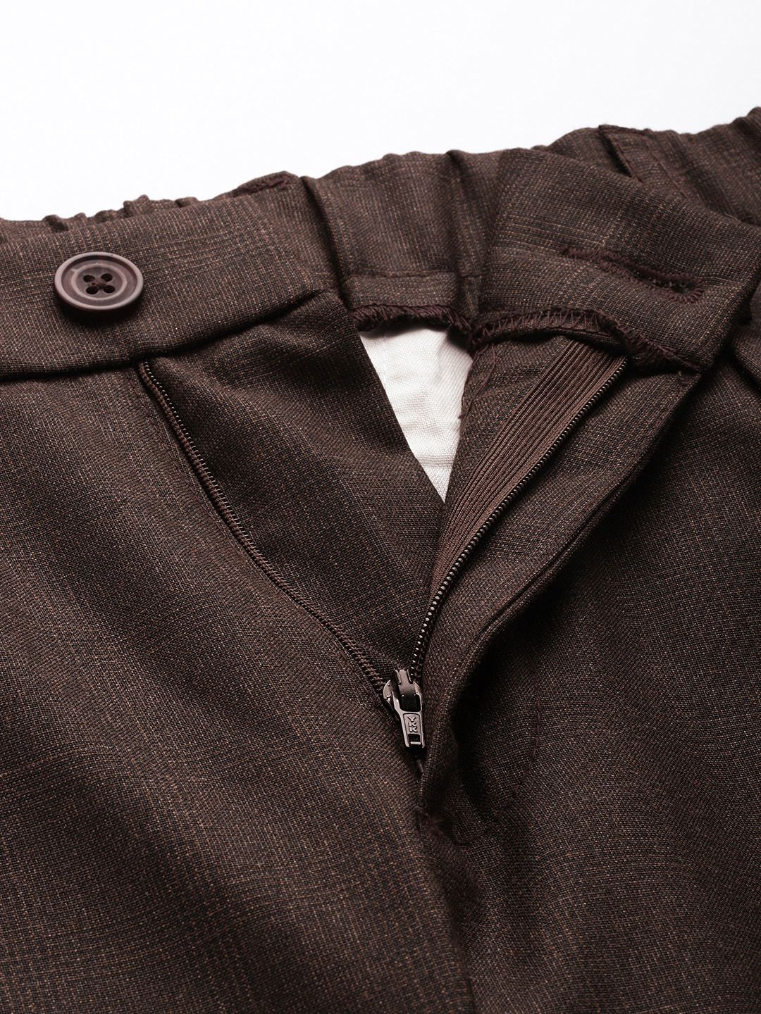 Men's Brown Relaxed Fit Formal Trousers