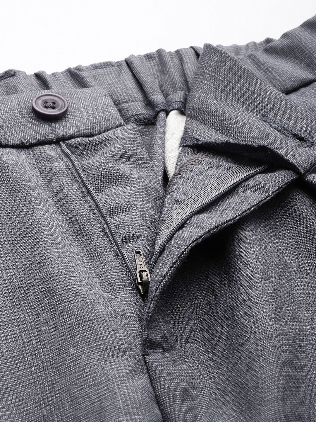 Men's Grey Relaxed Fit Formal Trousers