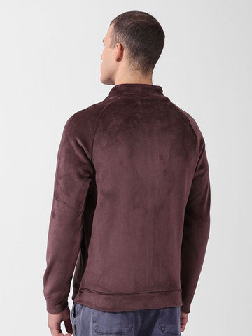 Men's Brown Regular Fit Textured Casual Sweatshirt