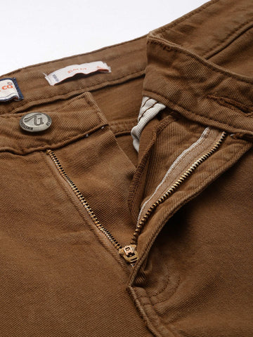 Men's Brown Slim Fit Casual Jeans