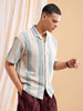Men's White Relaxed Fit Striped Casual Shirt