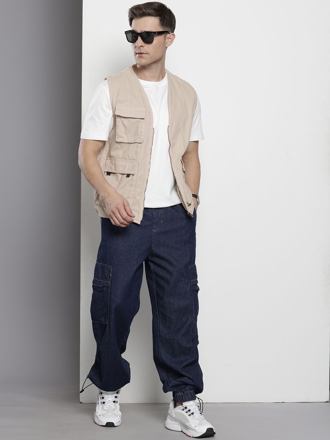 Men's Khaki Regular Fit Solid Utility Jacket