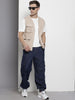 Men's Khaki Regular Fit Solid Utility Jacket
