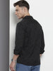 Men's Black Regular Fit Textured Textured Shirt