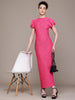 Women Regular Fit Pink Half Sleeves Dress