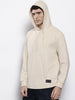 Men's White Regular Fit Textured Hooded T-Shirt