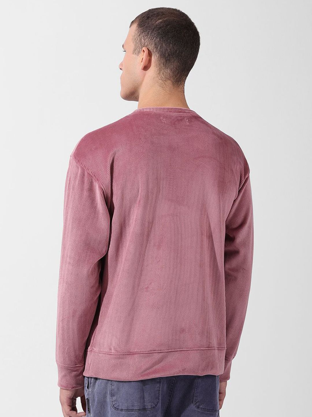 Men's Brown Oversized Fit Textured Casual Sweatshirt