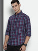 Men's Blue Slim Fit Checked Casual Shirt