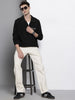 Men's Black Relaxed Fit Textured Street Sweatshirt
