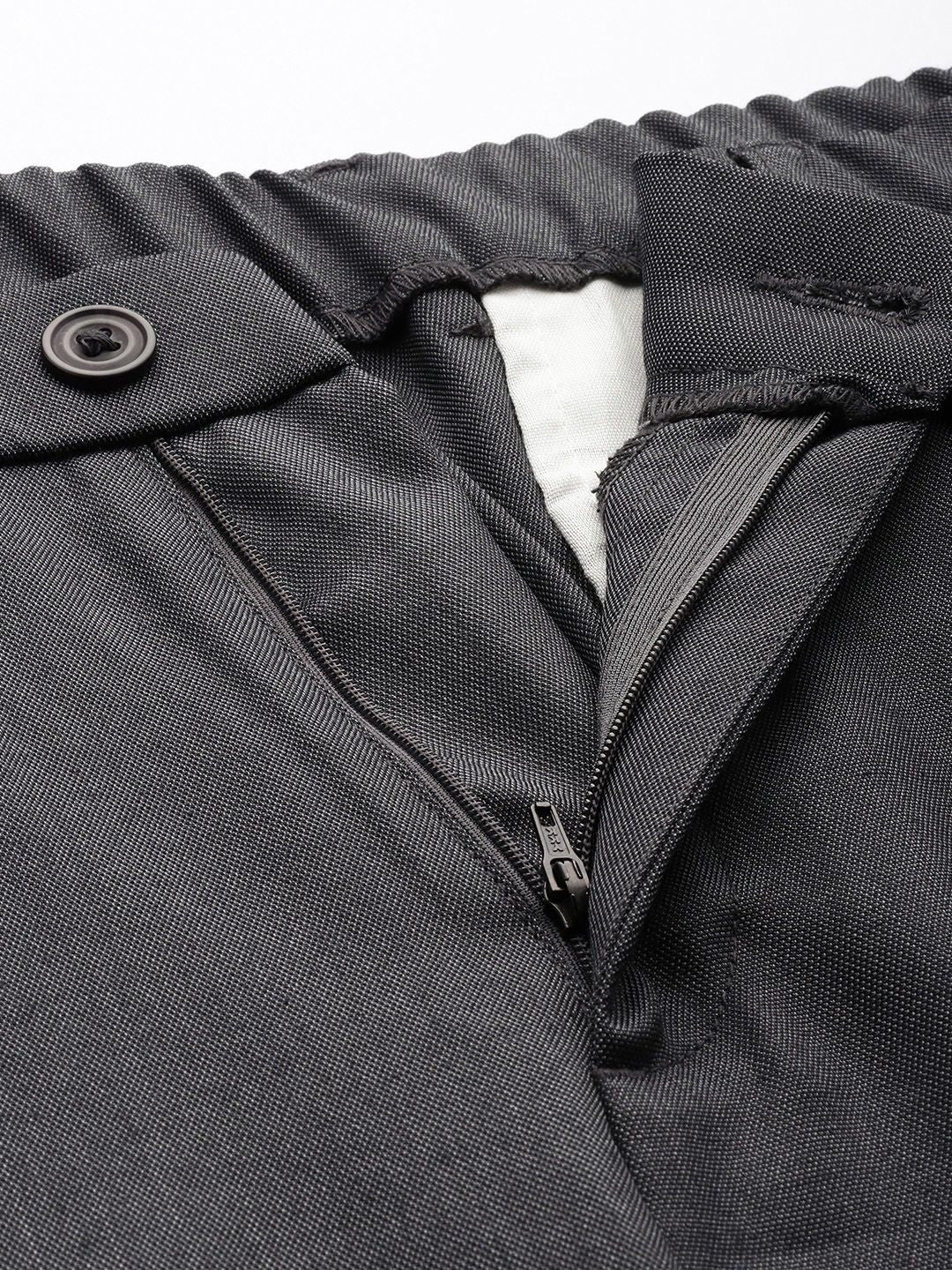 Men's Navy Blue Relaxed Fit Formal Trousers