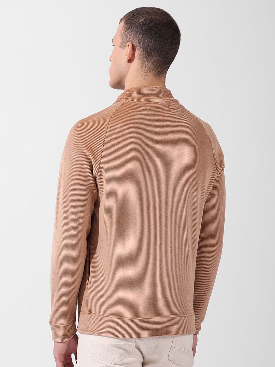 Men's Brown Regular Fit Textured Casual Sweatshirt