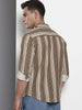Men's Khaki Regular Fit Printed Casual Shirt