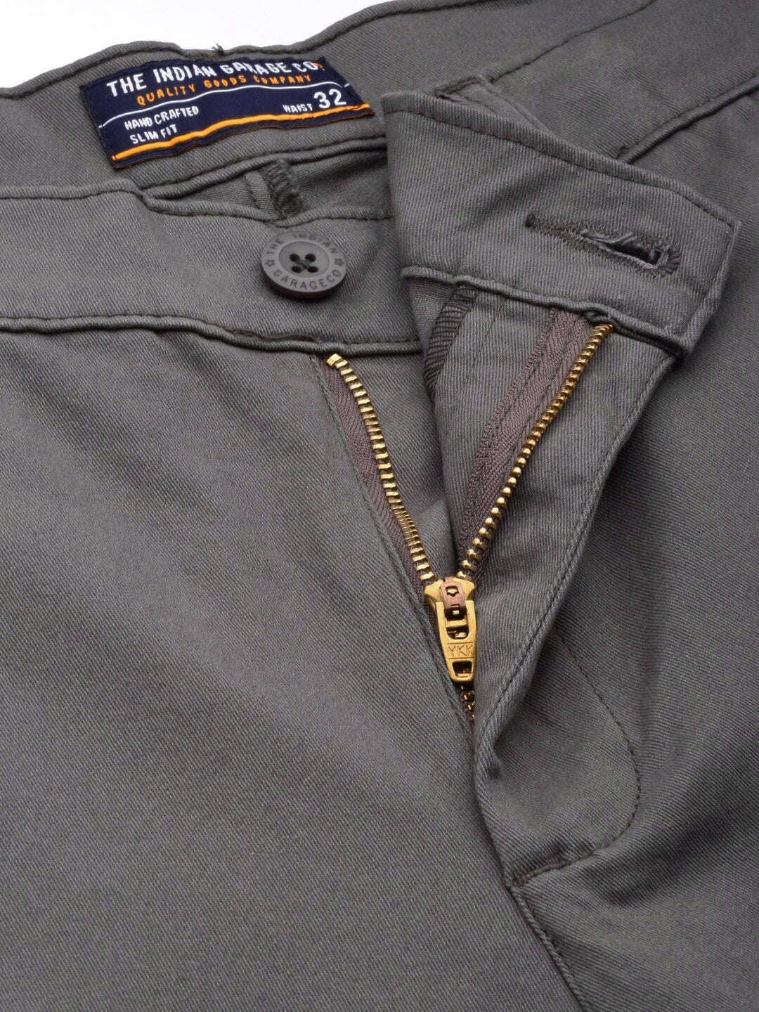 Men's Grey Slim Fit Solid Utility Cargo