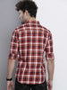 Men's Red Slim Fit Checkered Casual Shirt