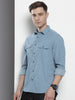 Men's Blue Regular Fit Solid Casual Shirt