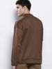 Men's Brown Oversized Fit Textured Casual Sweatshirt