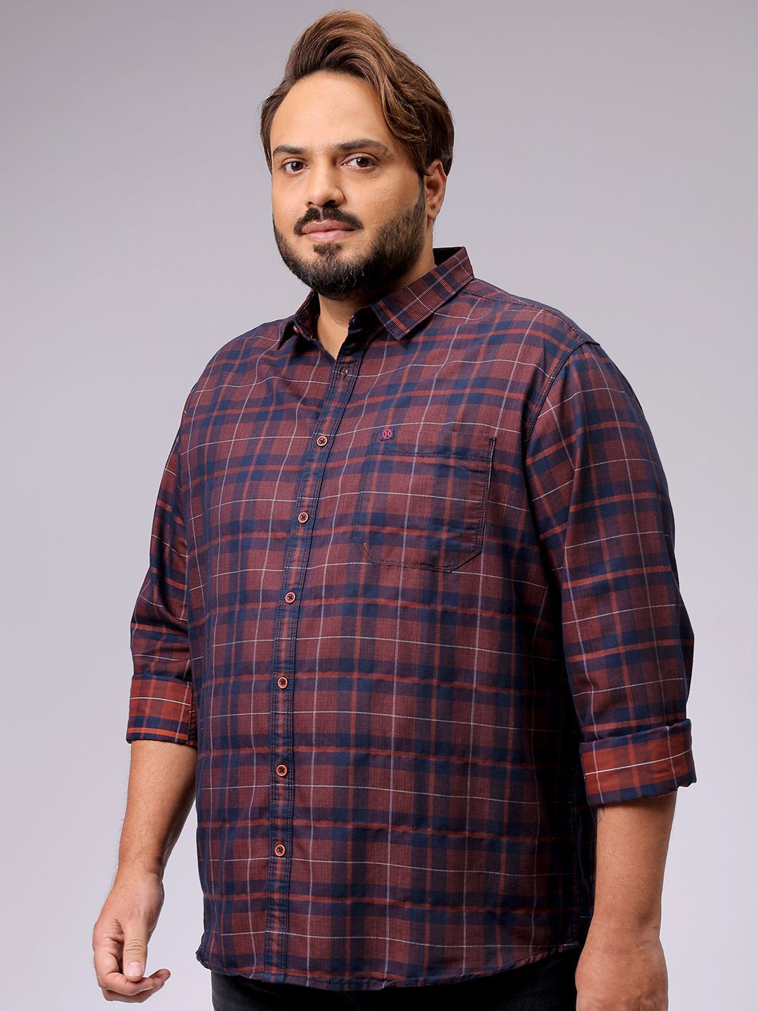 Men's Red Regular Fit Checked Casual Shirt