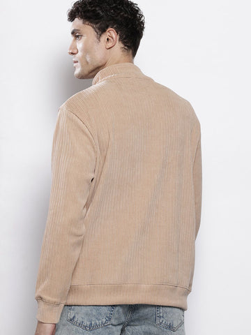 Men's Grey Relaxed Fit Textured Street Sweatshirt