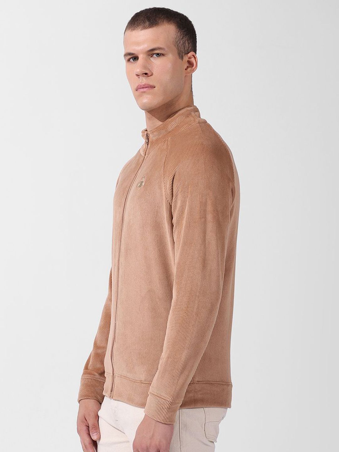 Men's Brown Regular Fit Textured Casual Sweatshirt