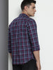 Men's Blue Slim Fit Checked Casual Shirt