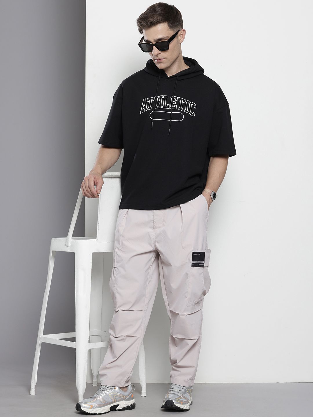 Men's Grey Loose Fit Utility Cargo