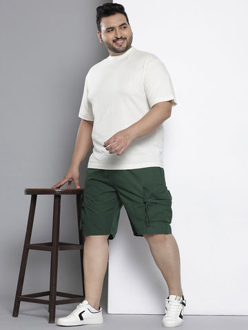 Men's Green Loose Fit Elevated Utility Shorts