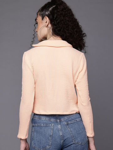 Freehand by The Indian Garage Co Women Fitted Textured Asymmetric Top
