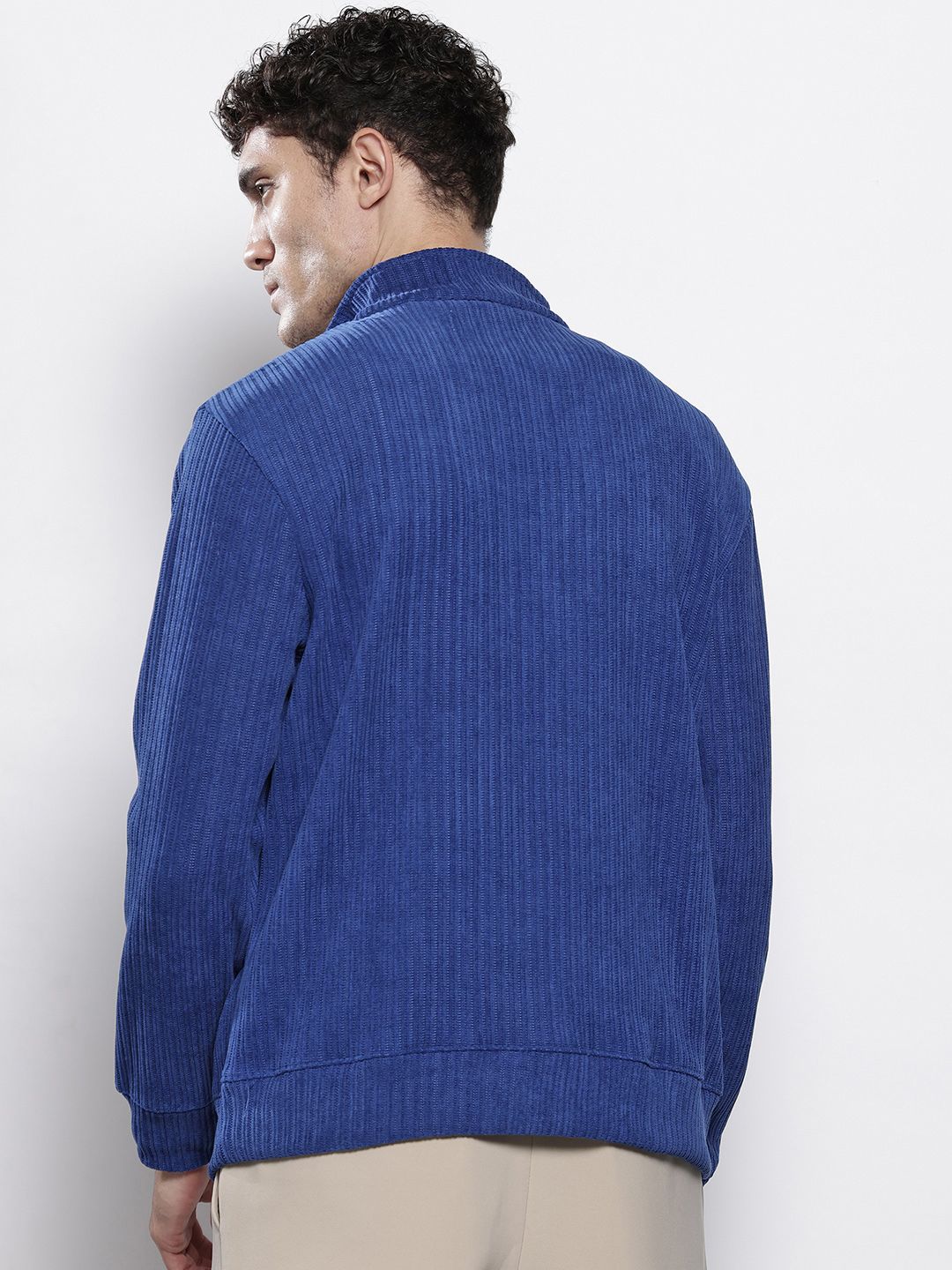 Men's Navy Blue Blue Relaxed Fit Textured Street Sweatshirt