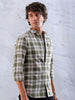 Men's Green Slim Fit Checkered Casual Shirt