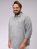 Men's Olive Regular Fit Striped Casual Shirt