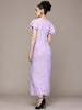 Women Regular Fit Purple Half Sleeves Dress