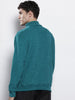 Men's Teal Relaxed Fit Textured Street Sweatshirt