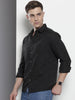 Men's Black Regular Fit Textured Textured Shirt