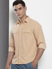 Men's Beige Regular Fit Solid Casual Shirt