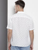 Men's White Relaxed Fit Textured Resort Wear Shirt