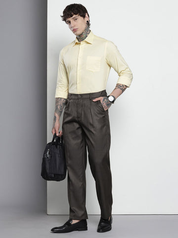 Men's Black Relaxed Fit Formal Trousers
