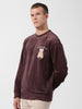 Men's Brown Oversized Fit Textured Casual Sweatshirt