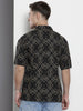 Men's Black Relaxed Fit Textured Resort Wear Shirt