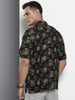 Men's Black Relaxed Fit Textured Resort Wear Shirt