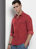 Men's Red Regular Fit Solid Casual Shirt