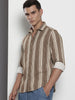 Men's Khaki Regular Fit Printed Casual Shirt