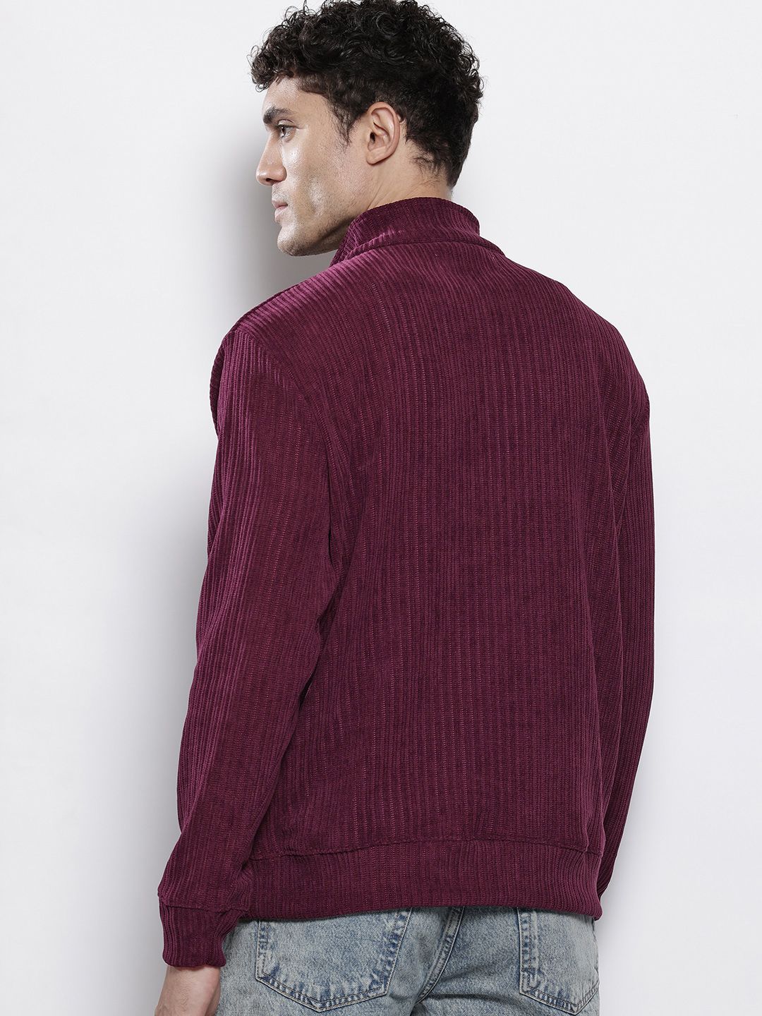Men's Maroon Relaxed Fit Textured Street Sweatshirt