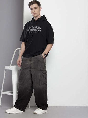 Men's Black Regular Fit Utility Jeans